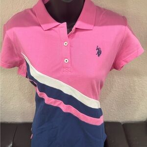 U.S. Polo Assn. Pink and Blue Short Sleeve Polo